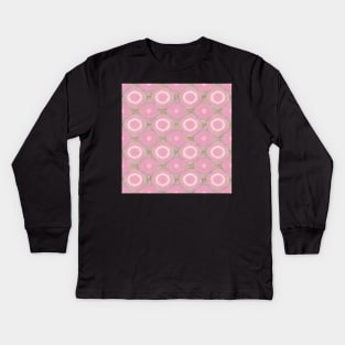Pink Lines and Circles Pattern Kids Long Sleeve T-Shirt